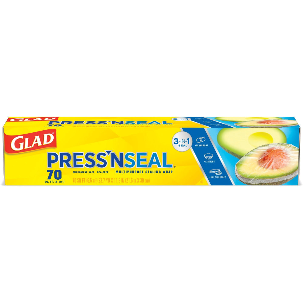 Glad 70 Square Foot PressN Seal Food Plastic Wrap - 11.80in Wx71.10 ft L - Plastic - Clear - 70441 MPN:70441