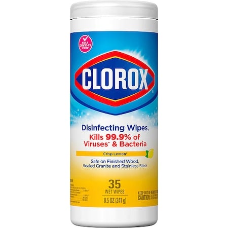 Disinfecting Wipes, Canister, Hard, Non Porous Surfaces, 35 Wipes, 7 in x 8 in, White, Lemon, 12 Pk MPN:01594