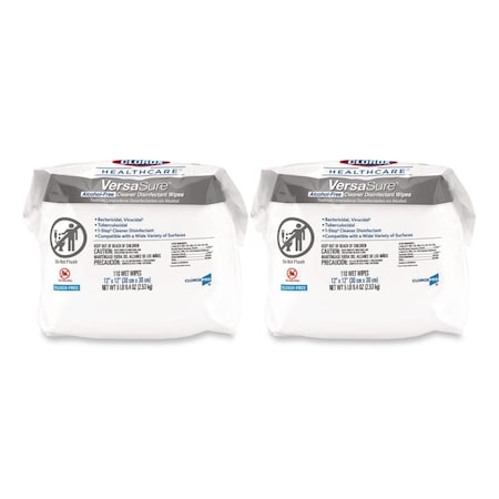 VersaSure Cleaner Disinfectant Wipes, Refill, 1-Ply, 12 x 10, Fragranced, White, 110 Wipes, PK2 MPN:31761