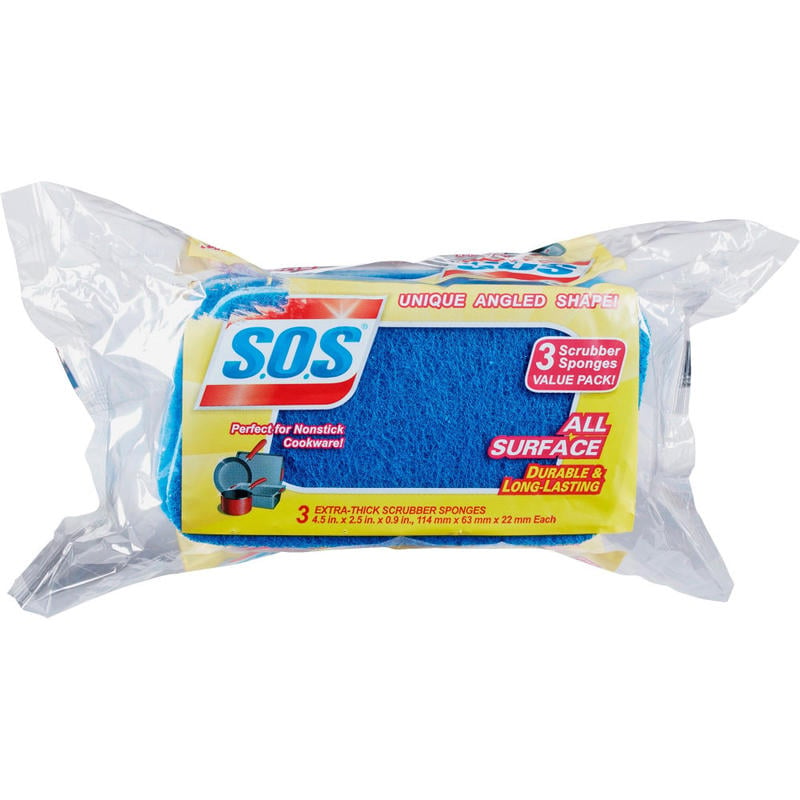 S.O.S. Sponge Scrubbers, Pack of 3 (Min Order Qty 16) MPN:91028