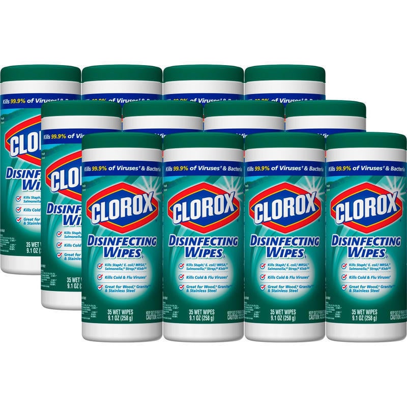 Clorox Disinfecting Bleach Free Cleaning Wipes, Fresh Scent, 35 Wipes Per Canister, Box Of 12 Canisters MPN:01593-CT