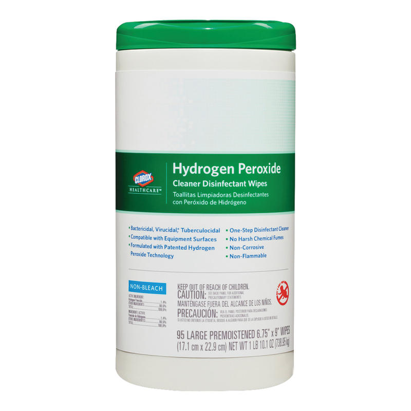 Clorox Healthcare Hydrogen Peroxide Disinfecting Wipes, 9in x 6 3/4in, Canister Of 95 Wipes (Min Order Qty 7) MPN:30824