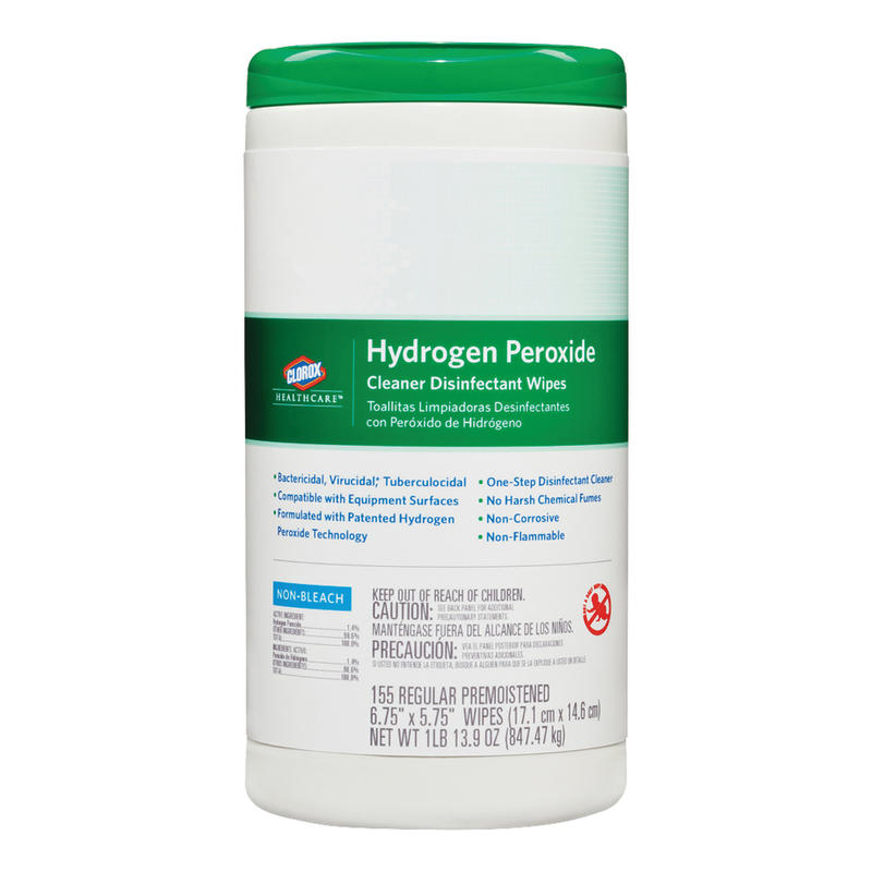 Clorox Healthcare Hydrogen Peroxide Disinfecting Wipes, 5 3/4in x 6 3/4in, Canister Of 155 Wipes (Min Order Qty 7) MPN:30825