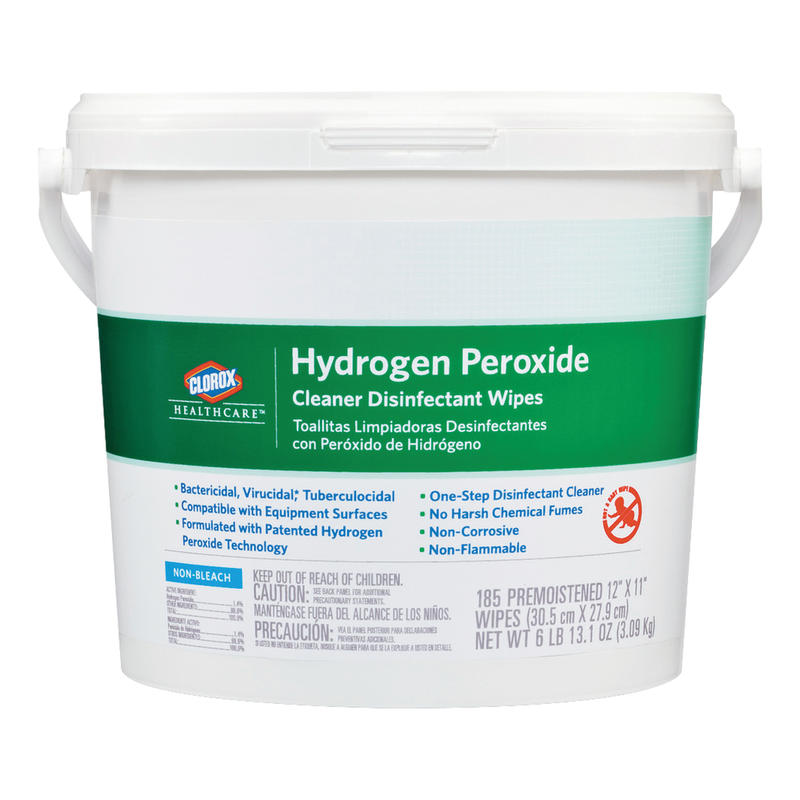 Clorox Healthcare Hydrogen Peroxide Disinfecting Wipes, 11in x 12in, Canister Of 185 Wipes MPN:30826