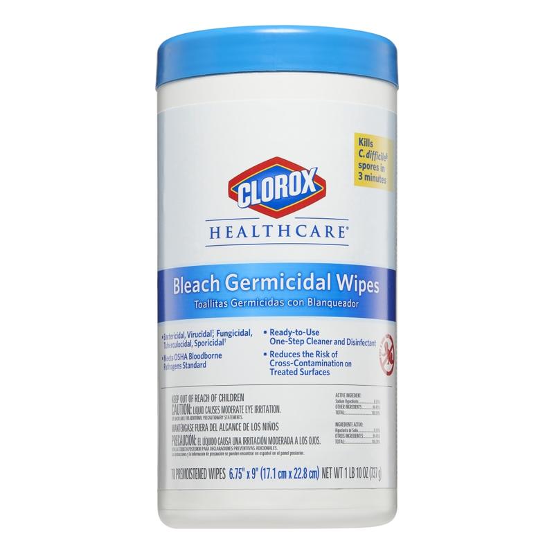 Clorox Healthcare Bleach Germicidal Wipes, Canister Of 70 Wipes (Min Order Qty 4) MPN:35309