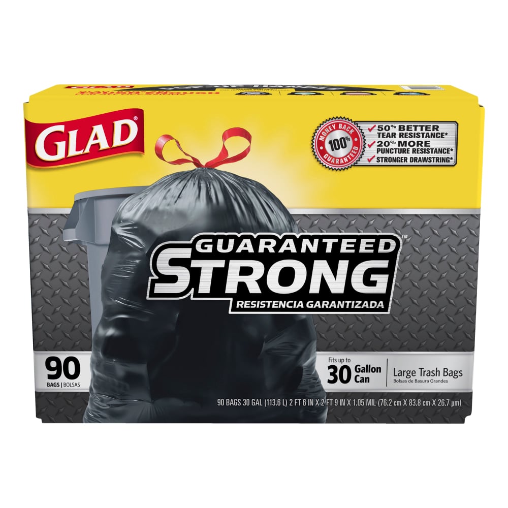 Bag Glad Trsh Ds 30GAL Bk CT/90 MPN:CLO78952