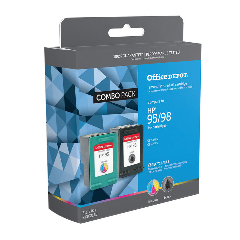 Office Depot Brand Remanufactured Black And Tri-Color Ink Cartridge Replacement For HP 95, 98 Pack Of 2, OD295-98A (Min Order Qty 2) MPN:OD29598A