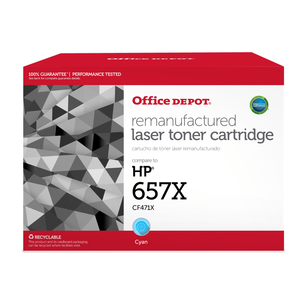 Office Depot Remanufactured Cyan High Yield Toner Cartridge Replacement For HP 657X, OD657XC MPN:201103P