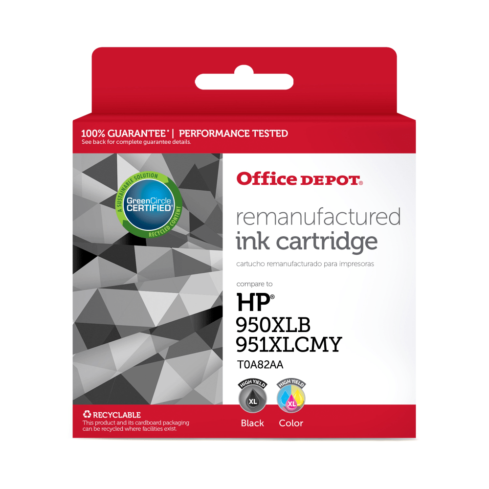 Office Depot Remanufactured Black And Tricolor High-Yield/Standard Yield Toner Cartridge Replacement for HP 950XL/951XL, Pack Of 2, OD950951XLBCMY MPN:118160
