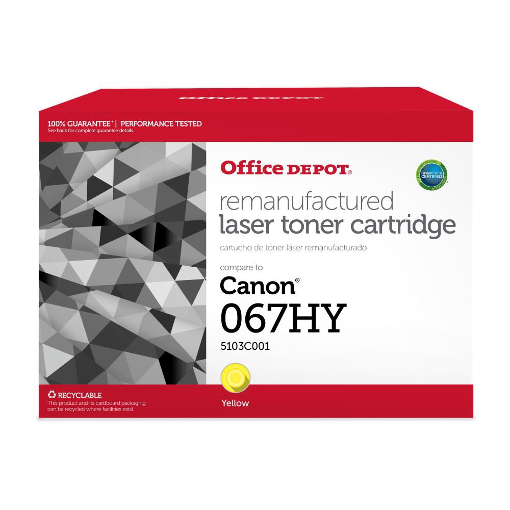 Office Depot Brand 201663P Remanufactured Yellow High Yield Toner Cartridge Replacement for Canon 067HY MPN:201663P