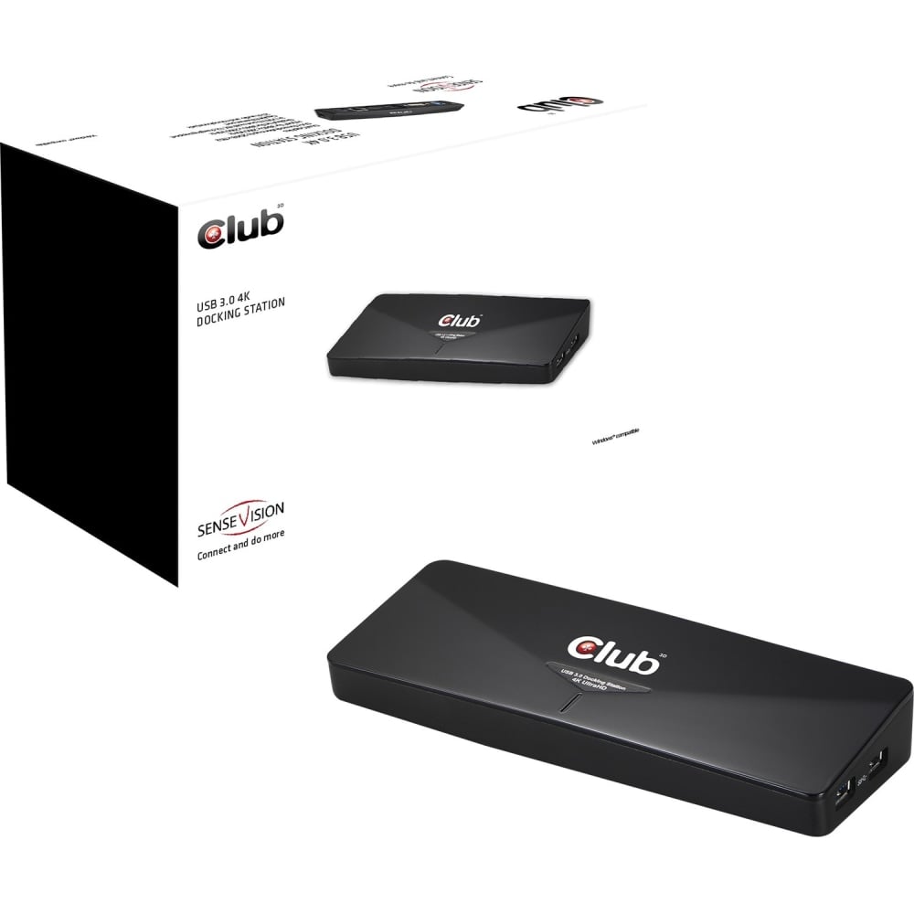 Club 3D SenseVision USB 3.0 4K Docking Station - Docking station - USB - DVI, HDMI, DP - 1GbE MPN:CSV-3103D