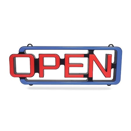 LED Open Sign, Red/Blue, 2 13/64 in W, 7 51/64 in H MPN:AC-01-RC