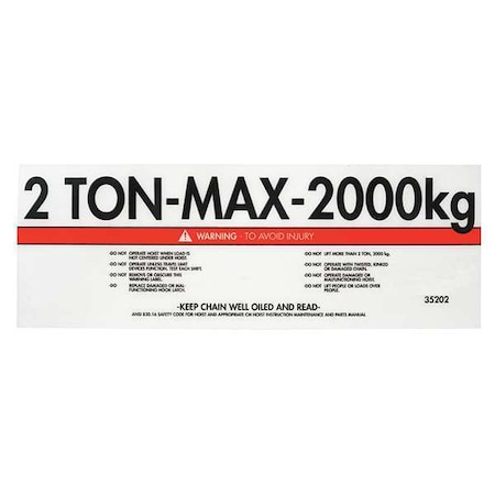 Capacity/Warning Label MPN:35202