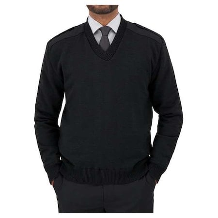 V-Neck Military Sweater, Black, S MPN:2805