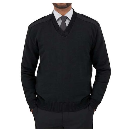 V-Neck Military Sweater, Black, XS MPN:2805