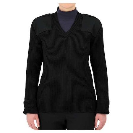 V-Neck Military Sweater, Black, M MPN:8081