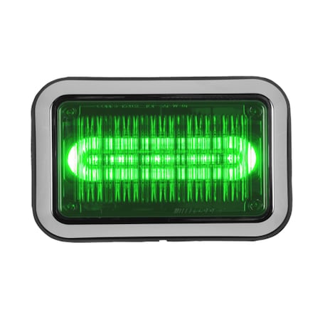 LED PrizmIi, Bezel, Green, Clrd Lens, 4