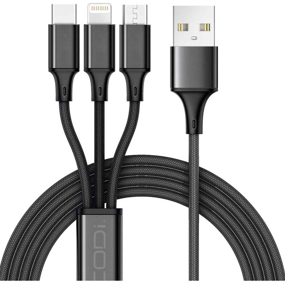 CODi 4ft 3-in-1 USB Fast Multi Charging Cable - 4 ft Lightning/Micro-USB/USB Data Transfer Cable - A01068 MPN:A01068