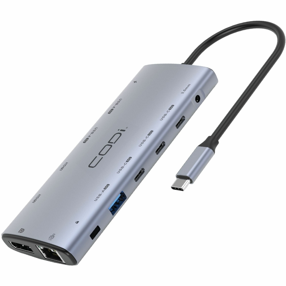 CODi 12-in-1 Multi-Port Hub - for Monitor/Projector - Charging Capability - USB Type C - 3 Displays Supported - HB0121 MPN:HB012-1