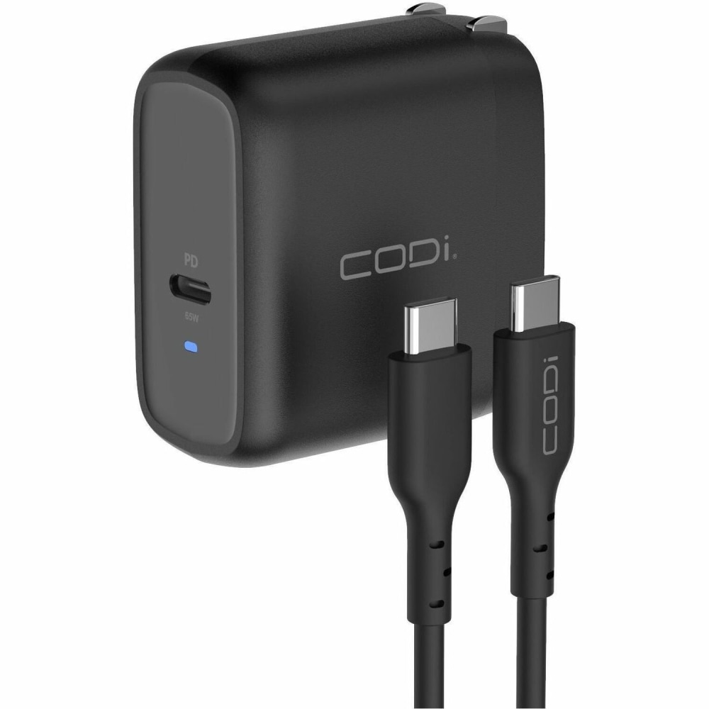 CODi 65W GaN Wall Charger with USB-C Port and Cable - Overcurrent, overload, overvoltage protection, and short circuit protection with auto-recovery MPN:WC065-C