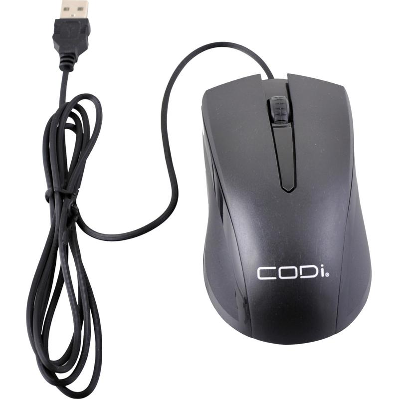 CODi Wired USB Optical Mouse - Optical - Cable - USB Type A - 1200 dpi - Scroll Wheel - 3 Button(s) - Symmetrical MPN:A05017