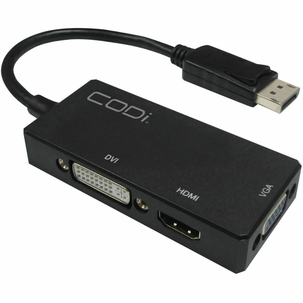 CODi Multi-Function DisplayPort to HDMI, DVI, and VGA Adapter - Plug & Play Full HD Video Converter MPN:A01066