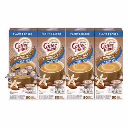 Plant-Based Almond Milk Non-Dairy Liquid Creamer Singles, Natural Vanilla, 0.38 oz Tubs, 200PK MPN:12461537