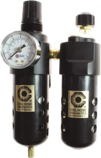 FRL Combination Unit: 1/4 NPT, Compact, 2 Pc Filter/Regulator-Lubricator with Pressure Gauge MPN:26FCL2-DG