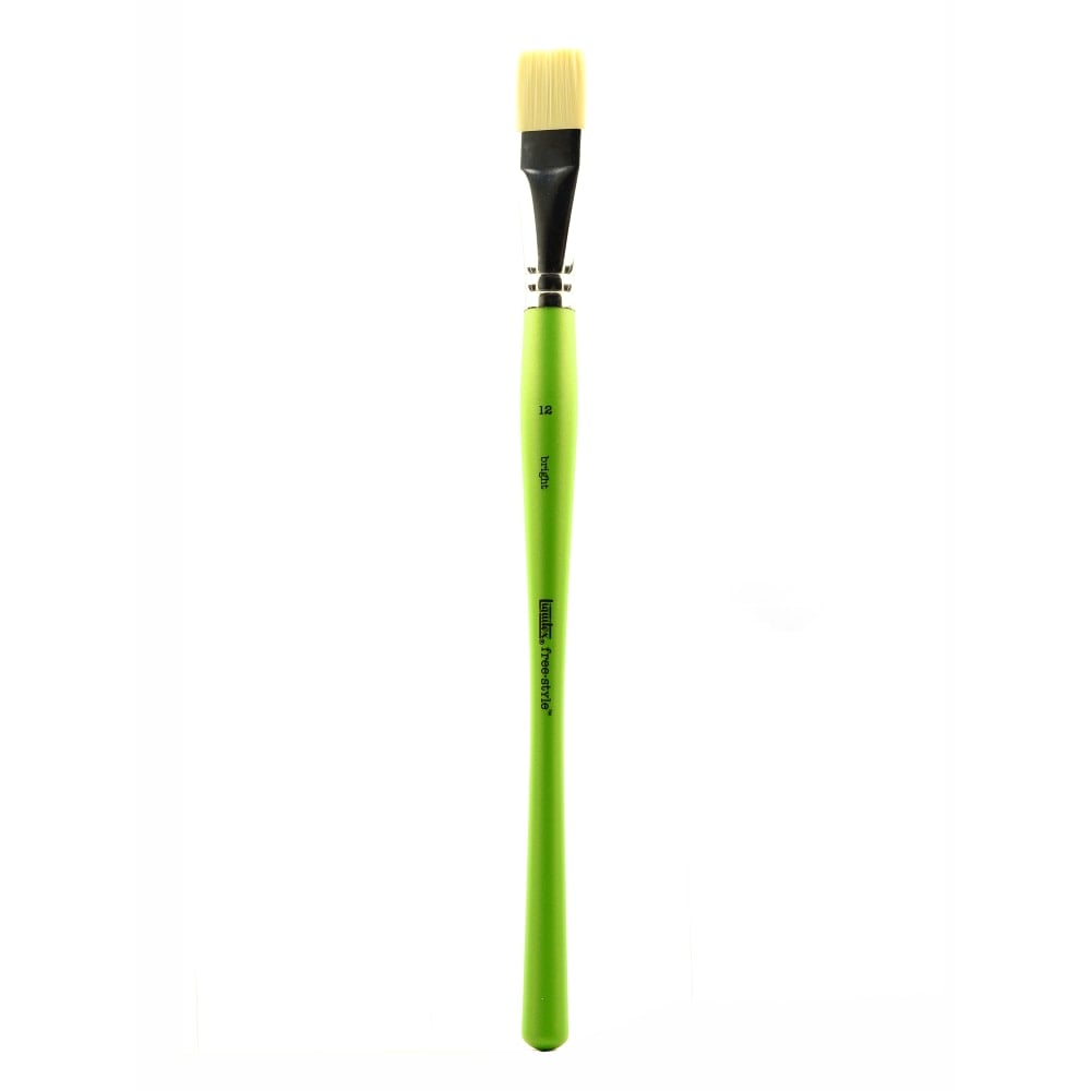 Liquitex Free-Style Detail Paint Brush, Size 12, Synthetic, Bright Bristle, Green MPN:1300212