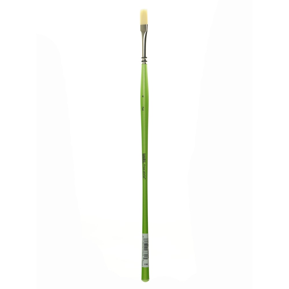 Liquitex Free-Style Detail Paint Brush, Synthetic, Size 4, Flat Bristle, Green MPN:1300304
