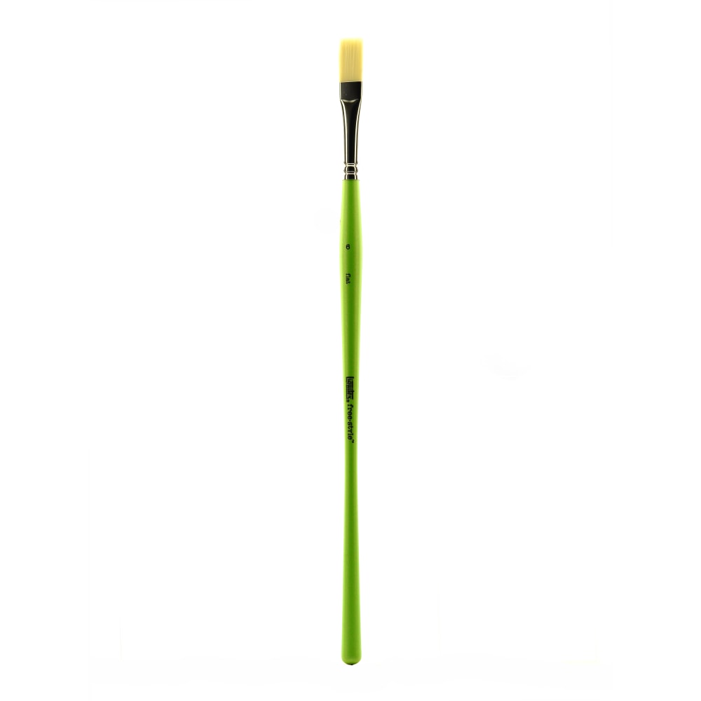 Liquitex Free-Style Detail Paint Brush, Synthetic, Size 6, Flat Bristle, Green MPN:1300306