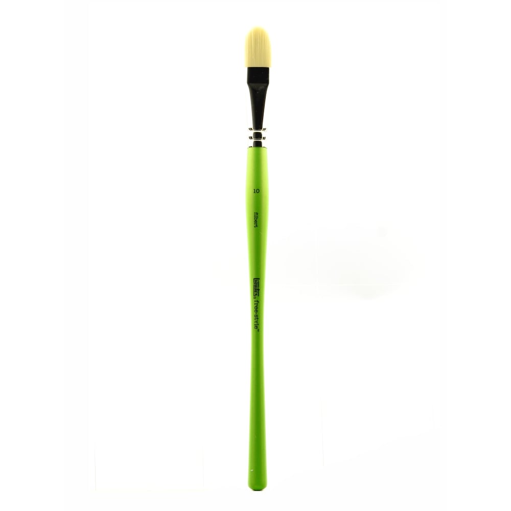 Liquitex Free-Style Detail Paint Brush, Synthetic, Size 10, Filbert Bristle, Green MPN:1300410