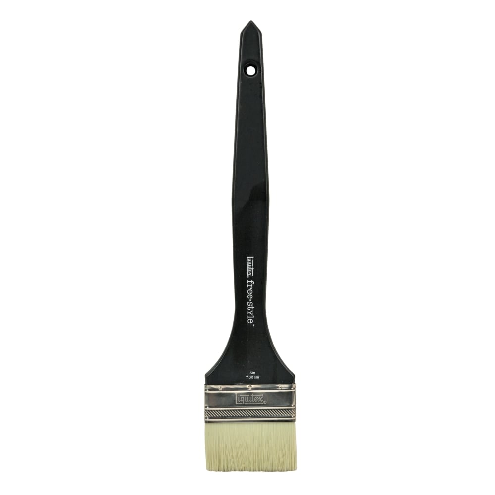 Liquitex Free-Style Large-Scale Paint Brush, 3in, Flat/Varnish Cut, Synthetic, Black MPN:1300803