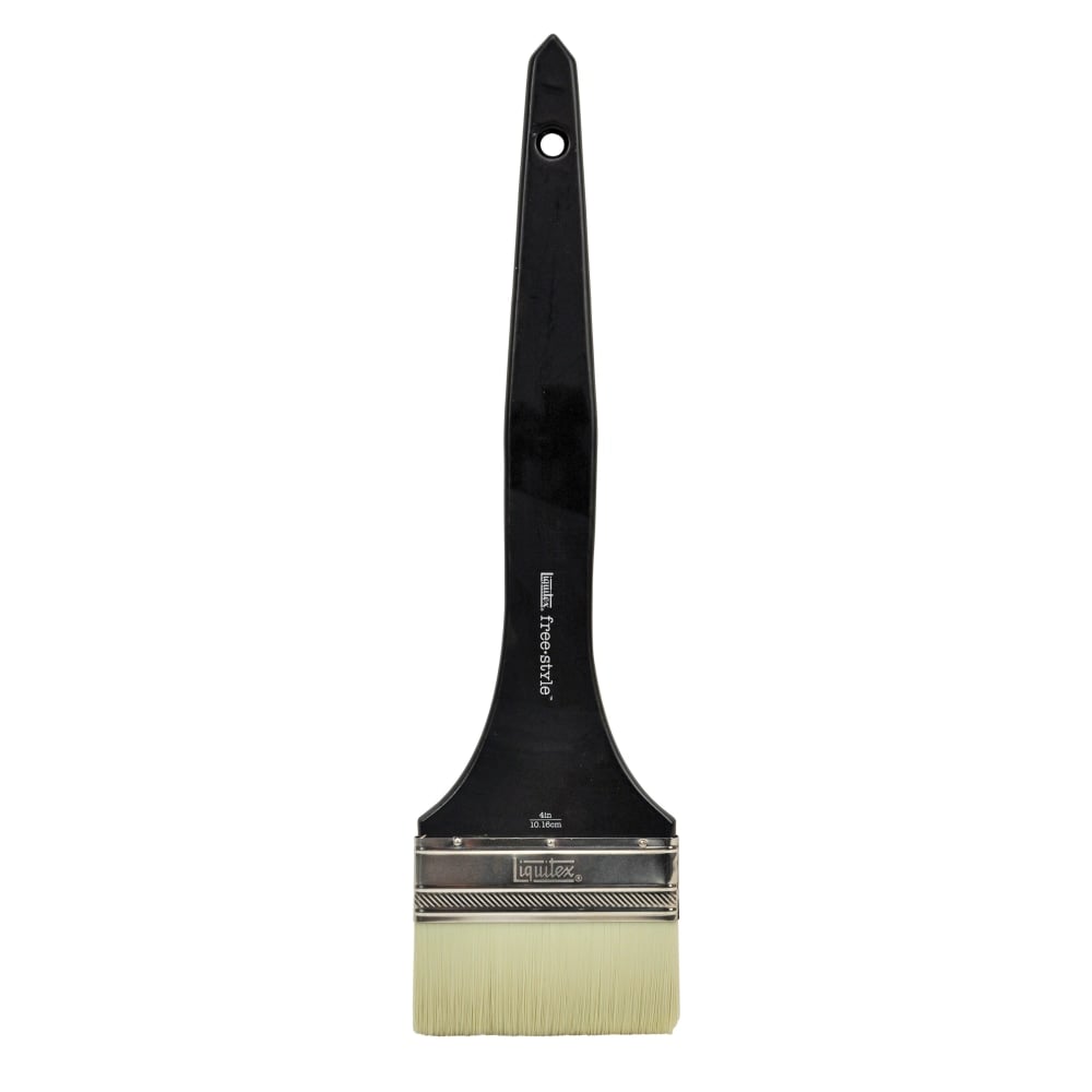 Liquitex Free-Style Large-Scale Paint Brush, 4in, Flat/Varnish Cut, Synthetic, Black MPN:1300804