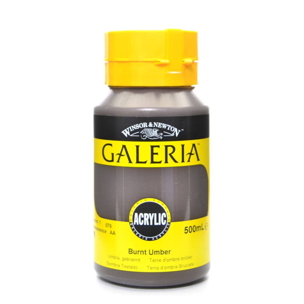 Winsor & Newton Galeria Flow Formula Acrylic Colors, 500 mL, Burnt Umber, 76 MPN:2150076