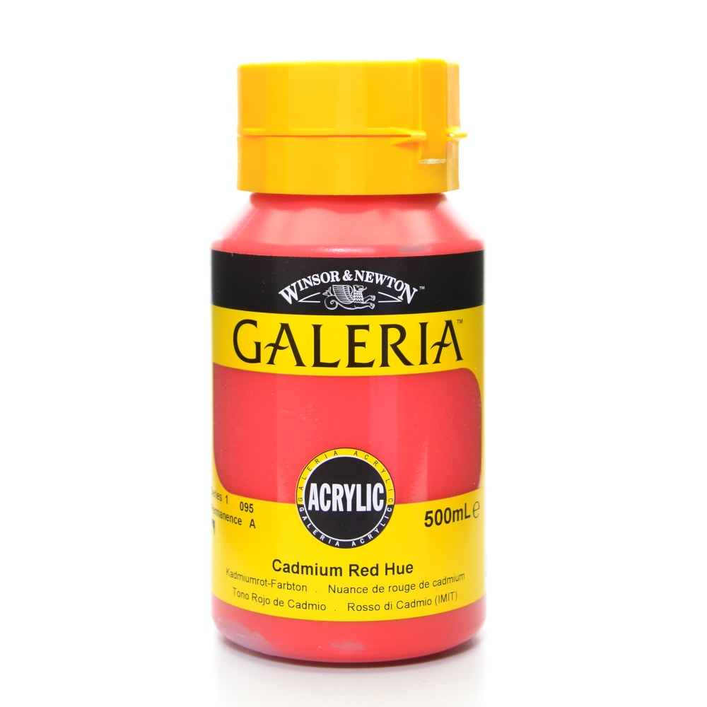 Winsor & Newton Galeria Flow Formula Acrylic Colors, 500 mL, Cadmium Red Hue, 95 MPN:2150095