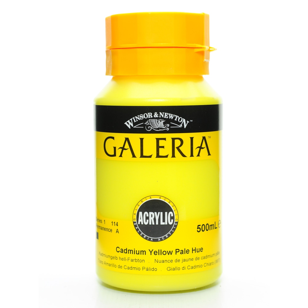 Winsor & Newton Galeria Flow Formula Acrylic Colors, 500 mL, Cadmium Yellow Pale Hue, 114 MPN:2150114