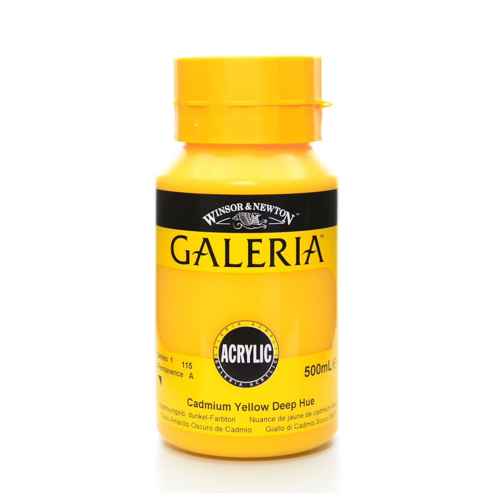 Winsor & Newton Galeria Flow Formula Acrylic Colors, 500 mL, Cadmium Yellow Deep Hue, 115 MPN:2150115