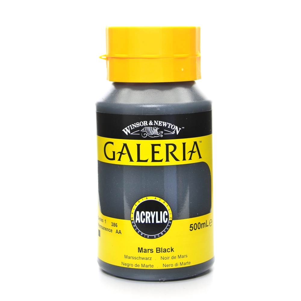 Winsor & Newton Galeria Flow Formula Acrylic Colors, 500 mL, Mars Black, 386 MPN:2150386