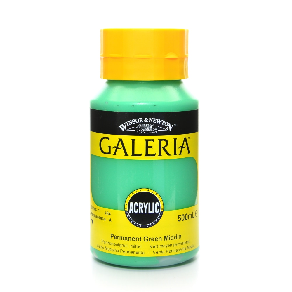 Winsor & Newton Galeria Flow Formula Acrylic Colors, 500 mL, Permanent Green Middle, 484 MPN:2150484