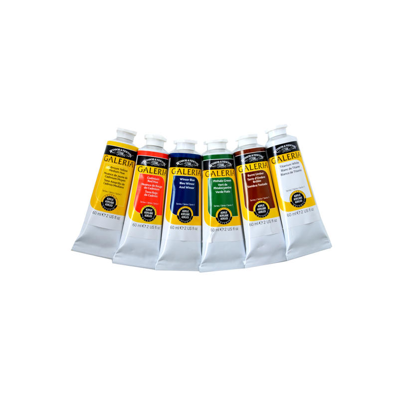Winsor & Newton Galeria Acrylic Color Introductory Set, 2.02 oz (60 mL) Tubes, Assorted Colors, Set Of 6 MPN:2190516