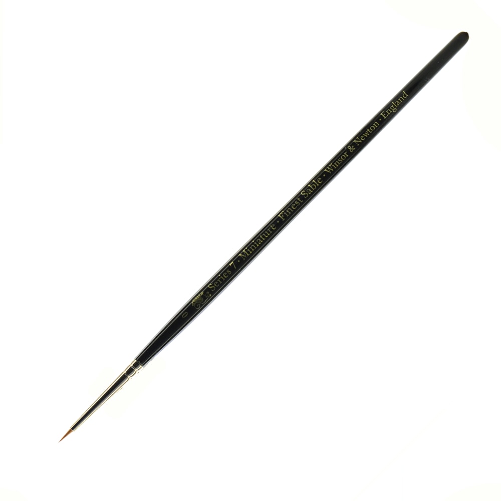 Winsor & Newton Series 7 Kolinsky Miniature Paint Brush, Size 0, Round Bristle, Sable Hair, Black MPN:5012000