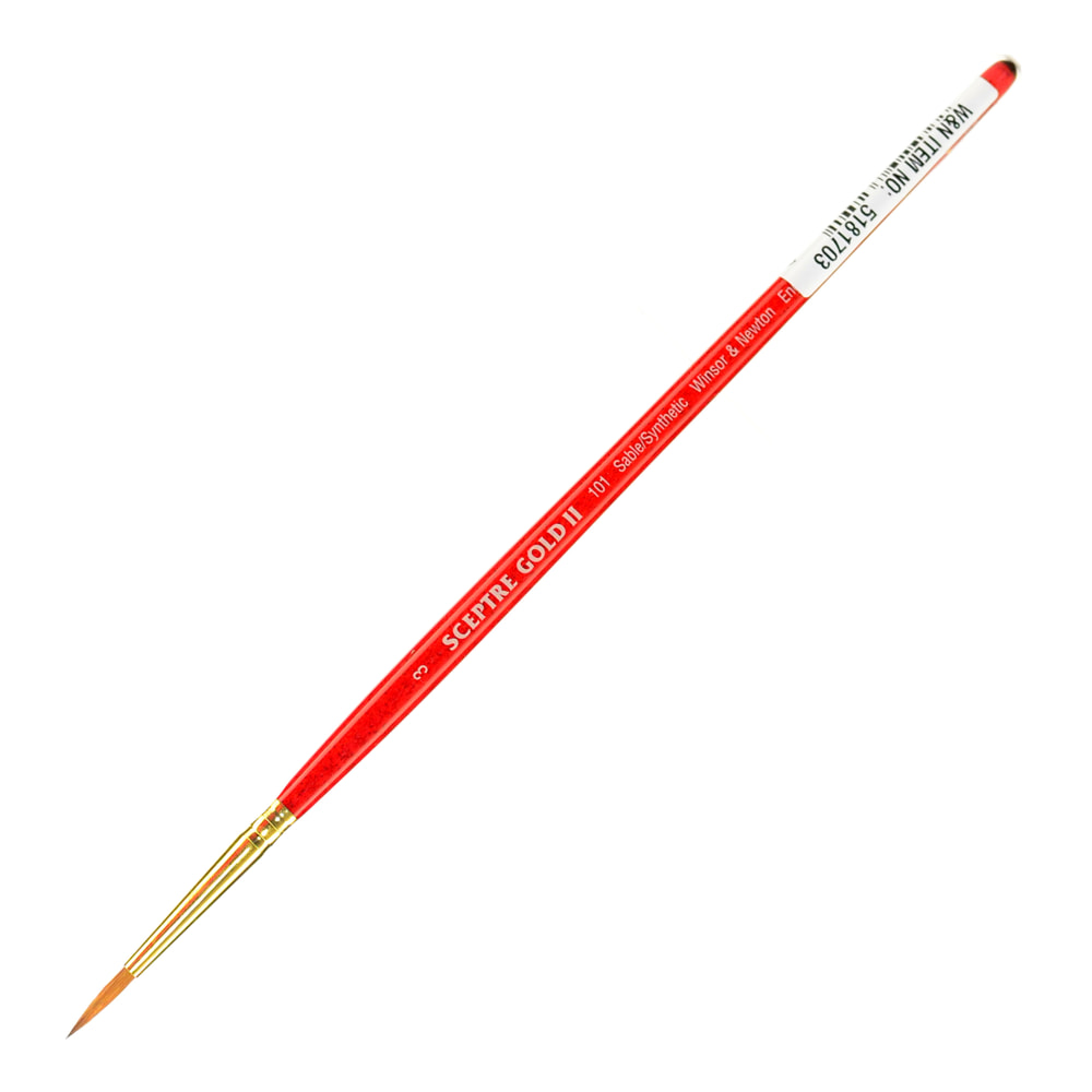 Winsor & Newton Sceptre Gold II Short-Handle Paint Brush 101, Size 3, Round Bristle, Sable Hair, Terracotta MPN:5181703