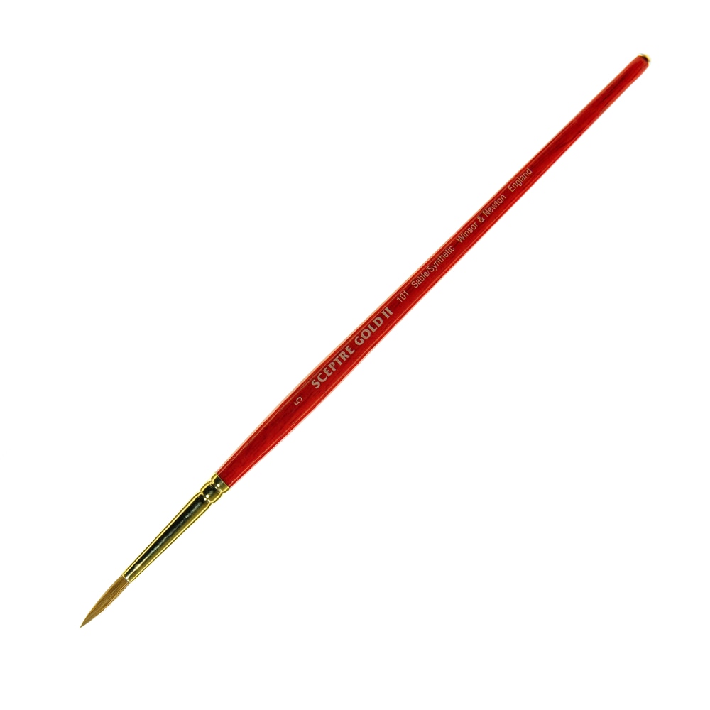 Winsor & Newton Sceptre Gold II Short-Handle Paint Brush 101, Size 5, Round Bristle, Sable Hair, Terracotta MPN:5181705