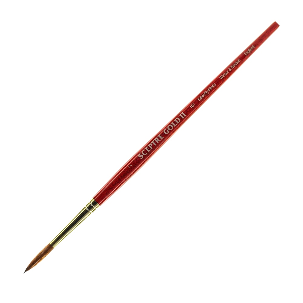 Winsor & Newton Sceptre Gold II Short-Handle Paint Brush 101, Size 7, Round Bristle, Sable Hair, Terracotta MPN:5181707