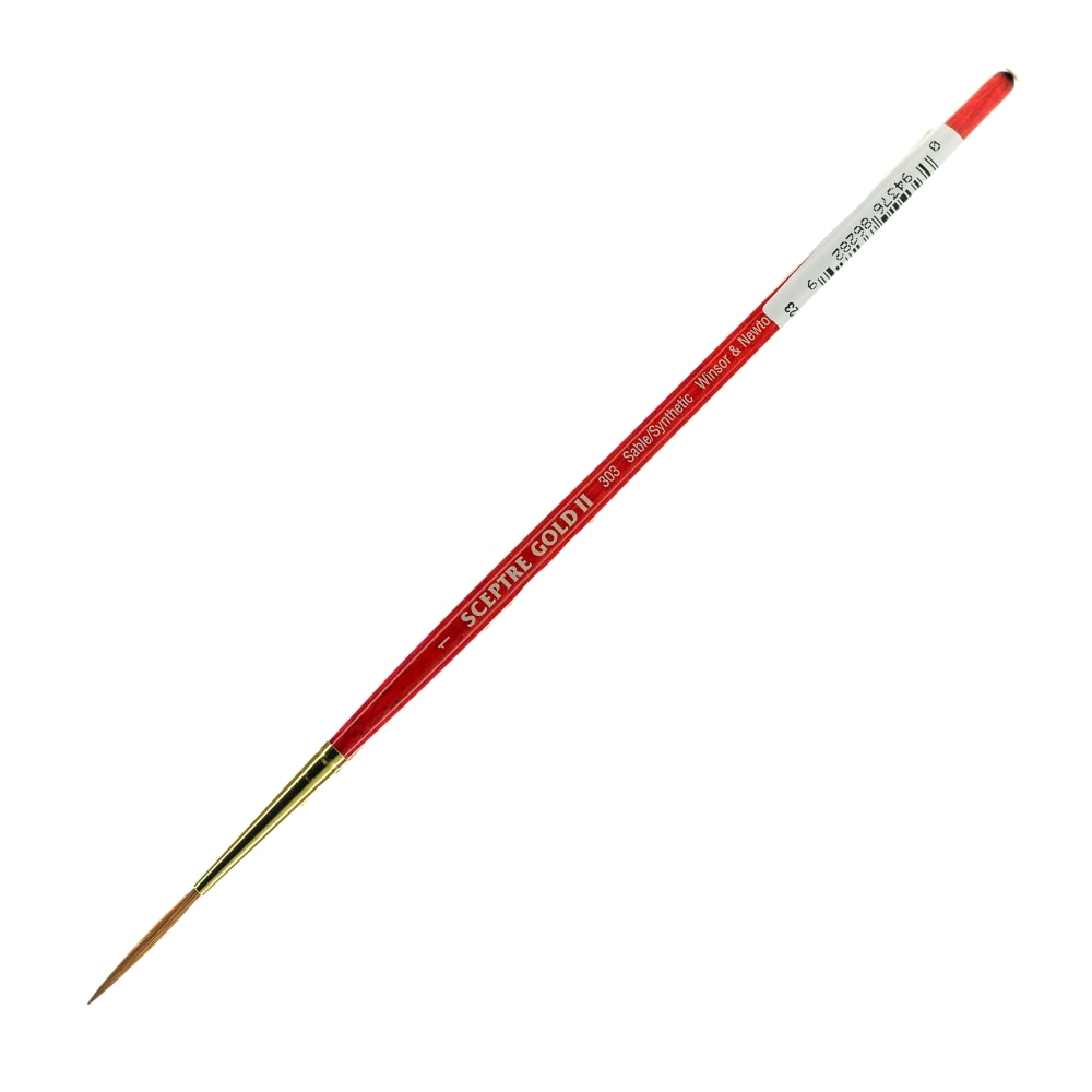 Winsor & Newton Sceptre Gold II Short-Handle Paint Brush 303, Size 1, Lettering Bristle, Sable Hair, Terracotta MPN:5183701