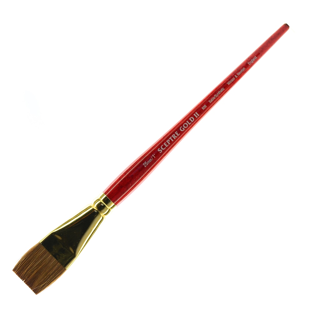 Winsor & Newton Sceptre Gold II Short-Handle Paint Brush 606, 1in, One-Stroke Bristle, Sable Hair, Terracotta MPN:5186775