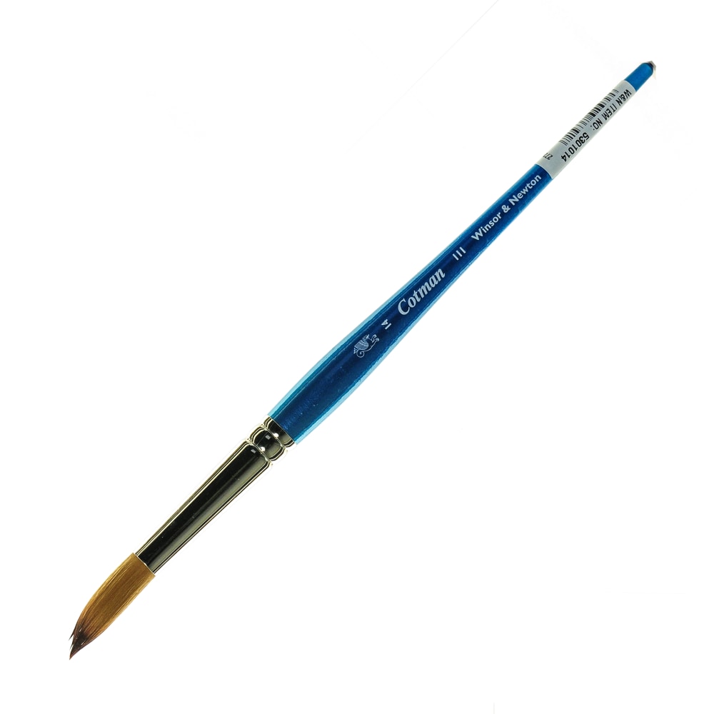 Winsor & Newton Cotman Watercolor Paint Brush 111, Size 14, Round Bristle, Synthetic, Blue MPN:5301014
