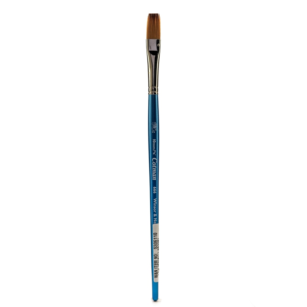 Winsor & Newton Cotman Watercolor Paint Brush 666, 3/8in, One-Stroke Flat Bristle, Synthetic, Blue MPN:5306110