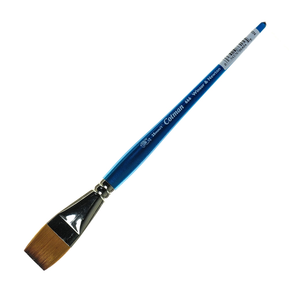 Winsor & Newton Cotman Watercolor Paint Brush 666, 1in, One-Stroke Flat Bristle, Synthetic, Blue MPN:5306125